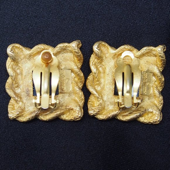 Ann Taylor Brushed Gold Brass Statement Earrings - Picture 7 of 8